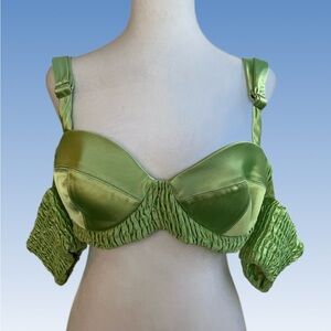 Luxurious Satin Green top size 6